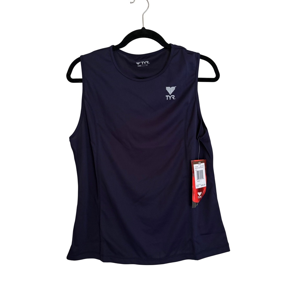 TYR Women Navy Blue Sleeveless Performance Training Top TTAF6A Size L NWT